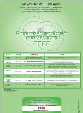 Seminario de Investigación Permanente 2022 del Departamento de Geografía y Ordenación Territorial.